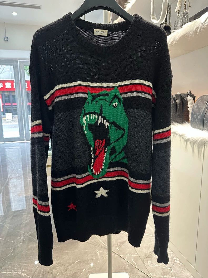 Saint Laurent Paris Saint Laurent Black Dinosaur Sweater 2504-Nextarrow Size US XS / EU 42 / 0 - 1 Thumbnail