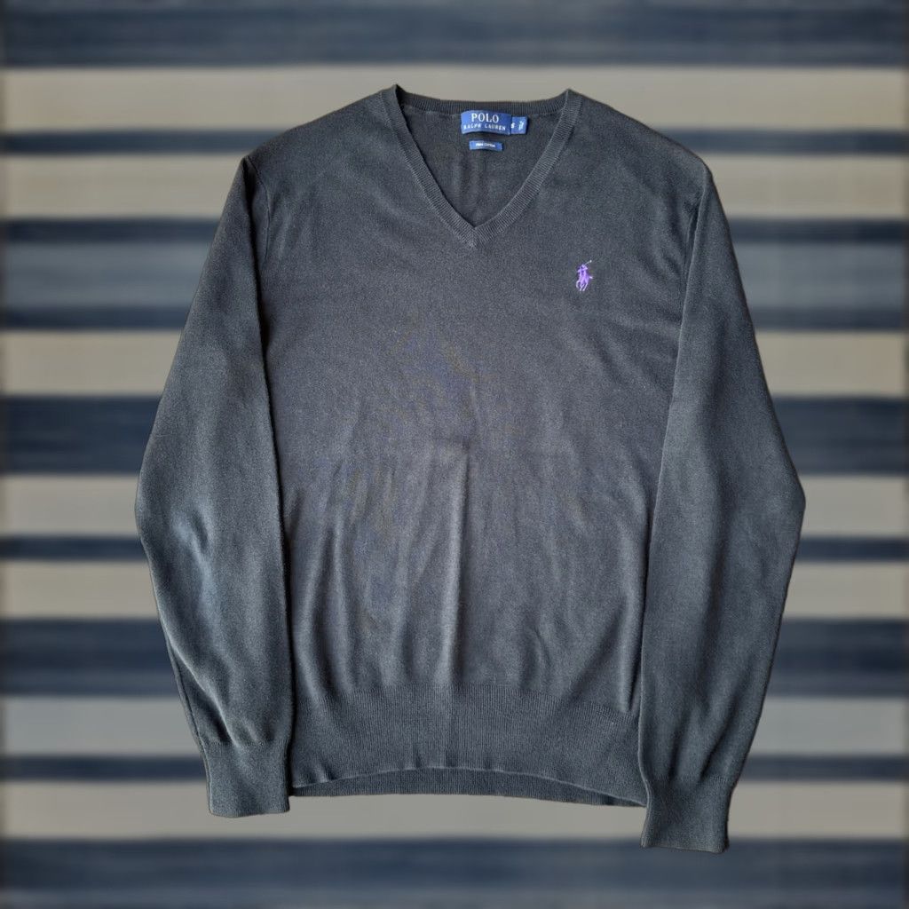 Polo Ralph Lauren VINTAGE Polo Ralph Lauren V-Neck Pony Sweater Men’s Small Black Pima Cotton Size US S / EU 44-46 / 1 - 1 Thumbnail