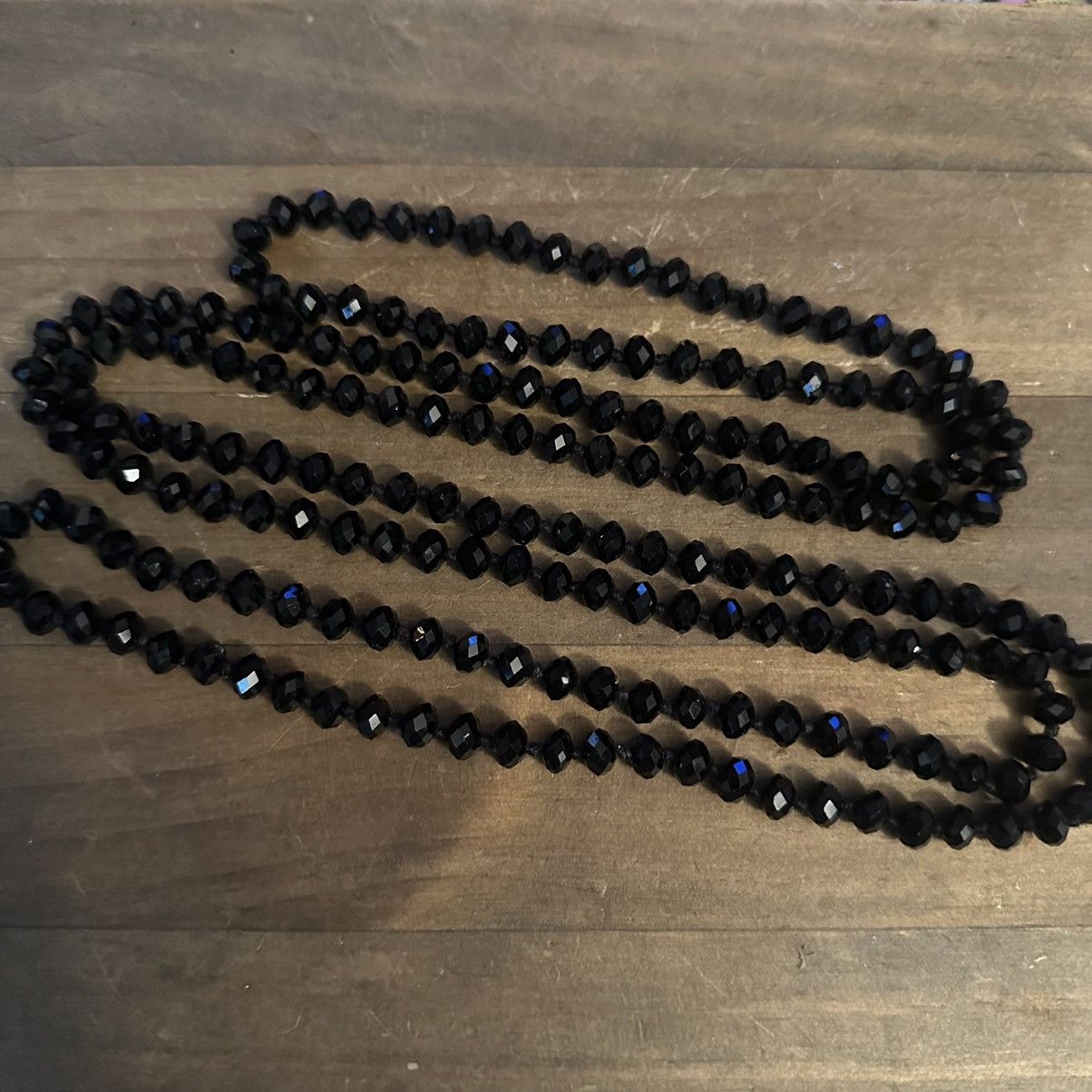 Vintage Vintage long black faceted glass bead necklace Size ONE SIZE - 2 Thumbnail