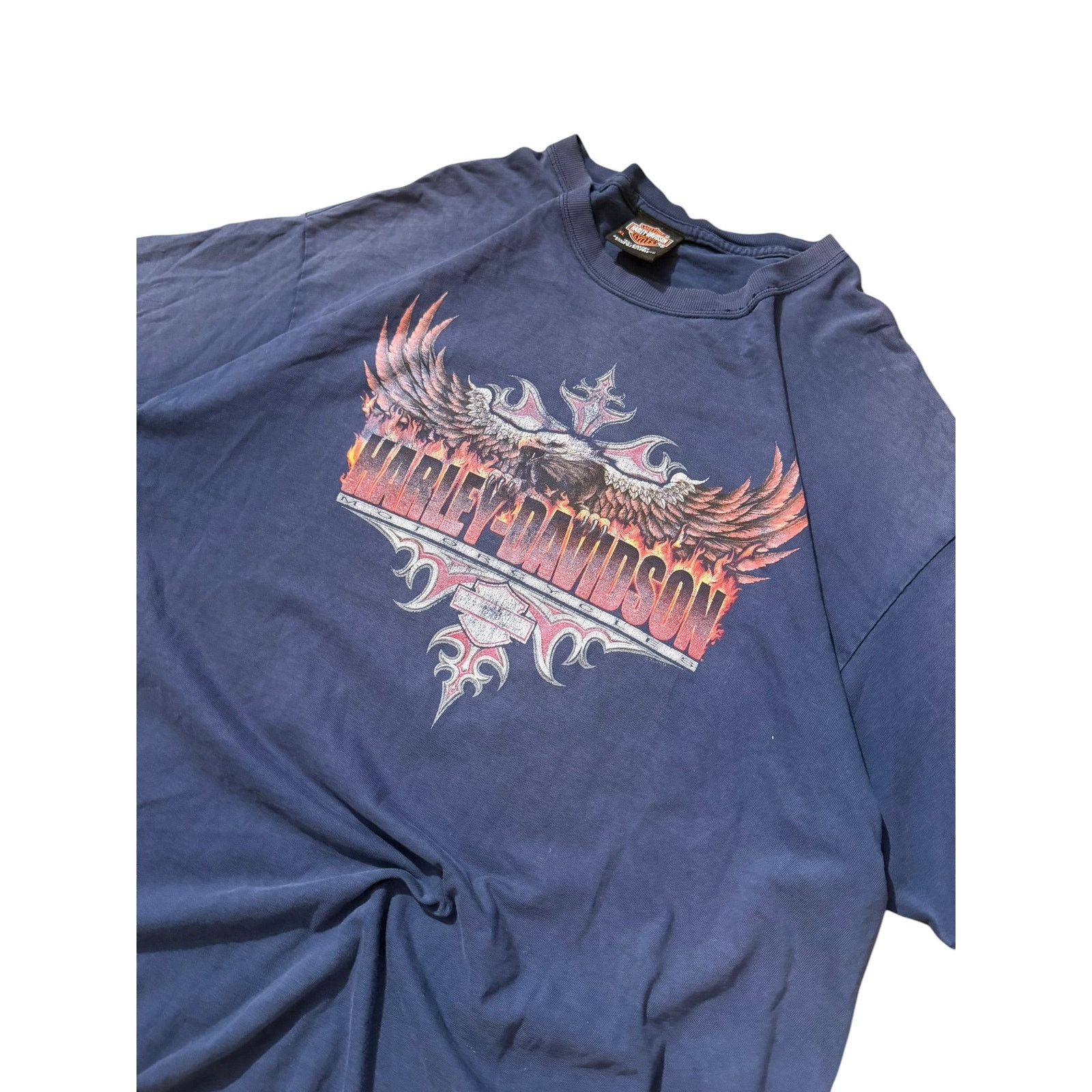 Vintage Vintage HD Navy Eagle Flame Tribal Tee McGuire HD CA Size US XL / EU 56 / 4 - 2 Thumbnail