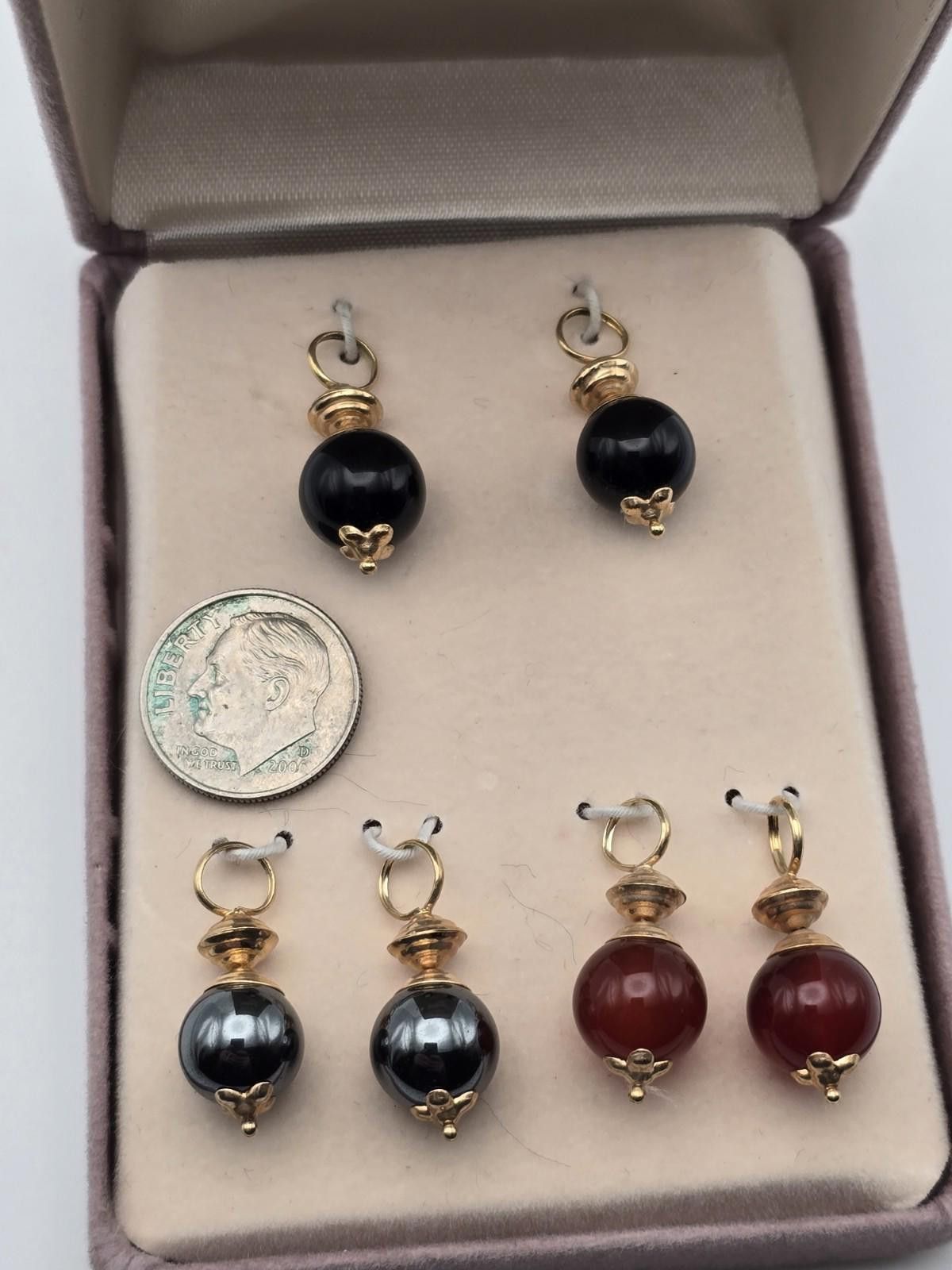 Other Vintage 14K Gold Drop Earring Charms set 10mm Size ONE SIZE - 2 Thumbnail