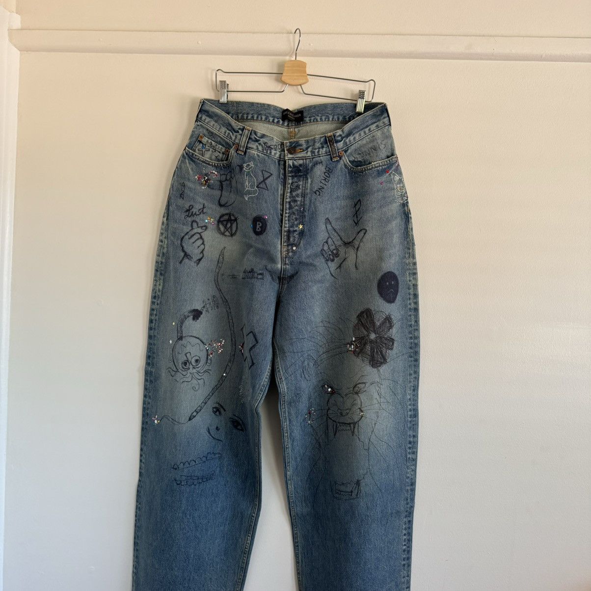Balenciaga RUNWAY RHINESTONE JEANS Size US 32 / EU 48 - 1 Thumbnail