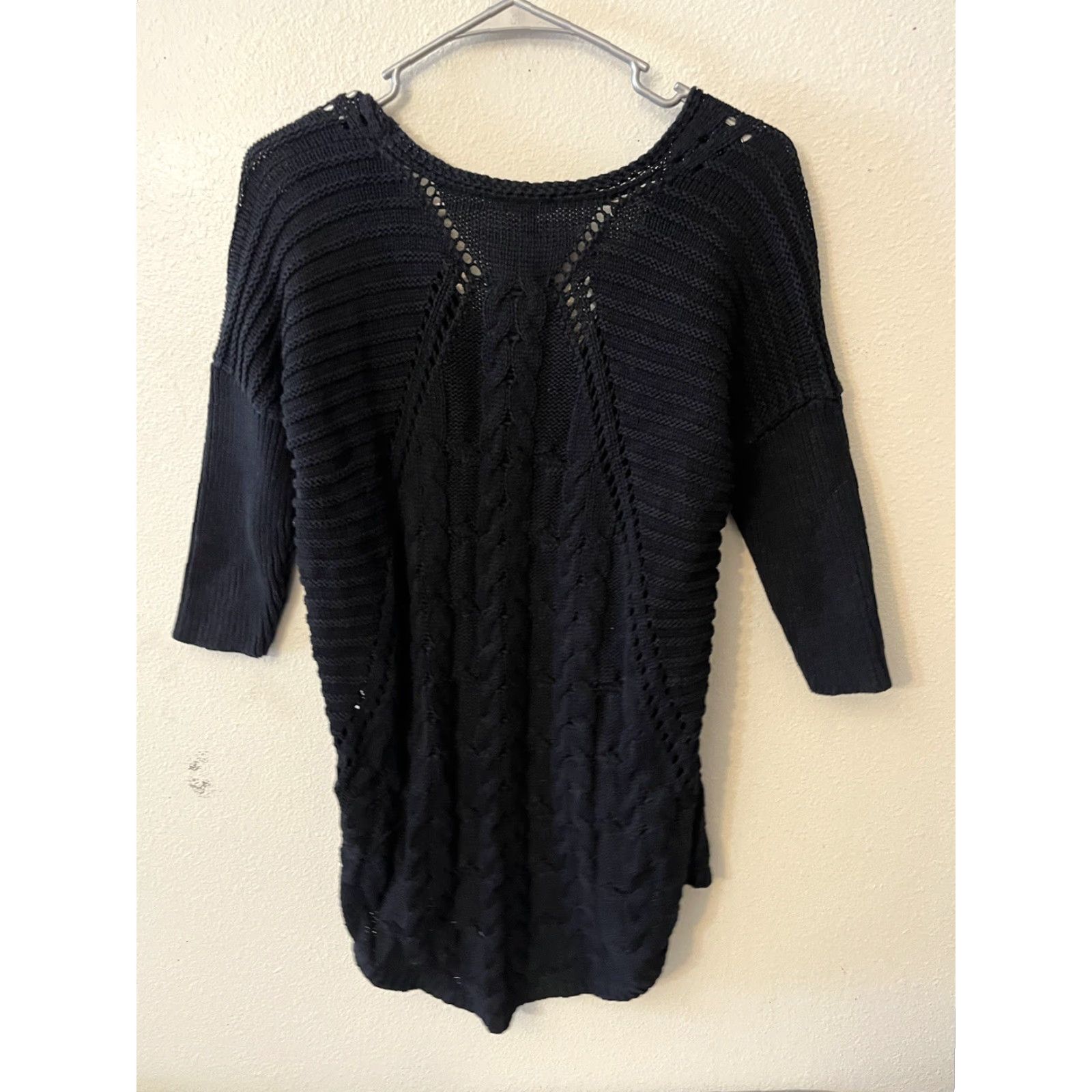 Express Express Sweater Women's Small Black V-Neck 3/4 Sleeve Pullover Cotton Blend Size S / US 4 / IT 40 - 3 Thumbnail