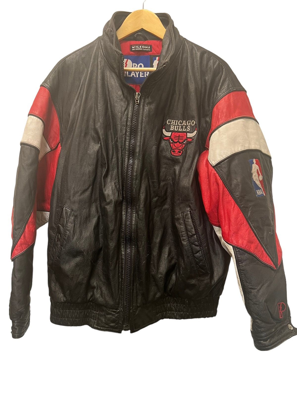 Wilsons Leather Distressed bulls leather pro player jacket chicago ...