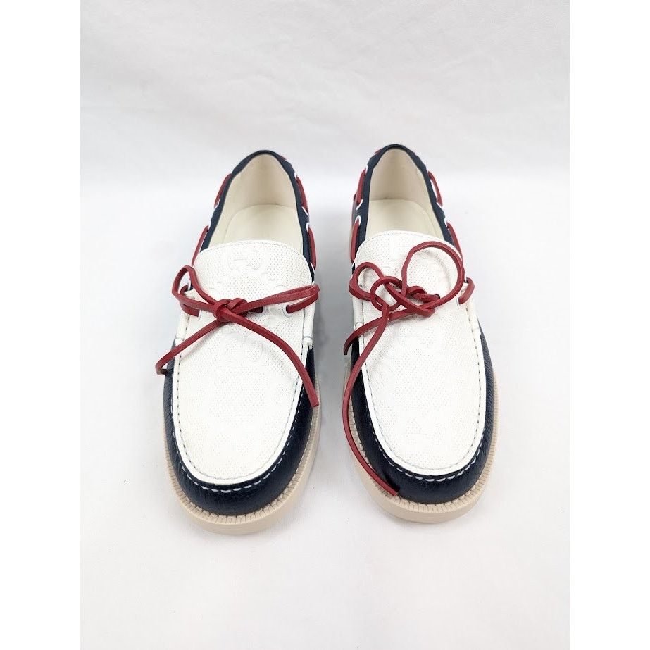 Gucci o1rshd1 Riverside Calf Shoes in Blue/Off White Size US 8.5 / EU 41-42 - 15 Thumbnail