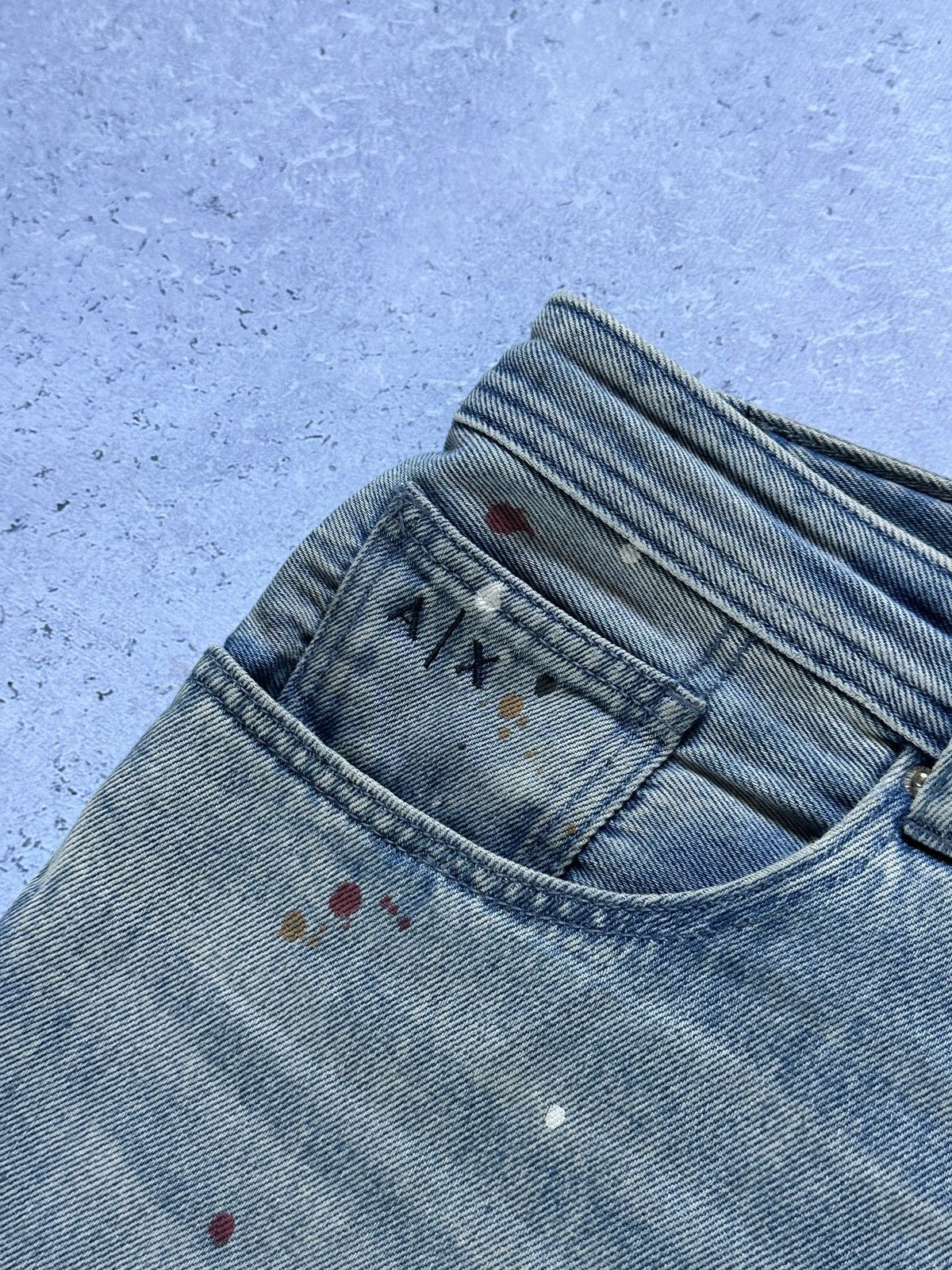 Armani Exchange × Vintage Armani Exchange Slim Fit Paint Splatter Light Wash Jeans Size US 32 / EU 48 - 4 Thumbnail