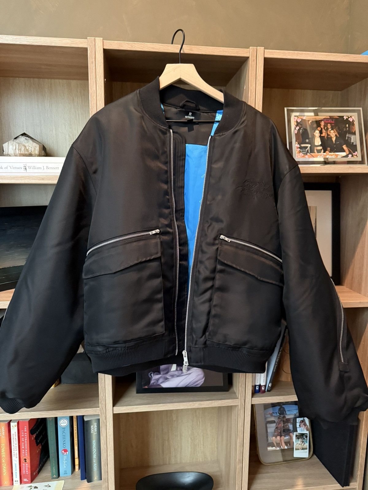 Represent Clo. Zip Back Bomber Jacket - Jet Black Size US L / EU 52-54 / 3 - 1 Thumbnail