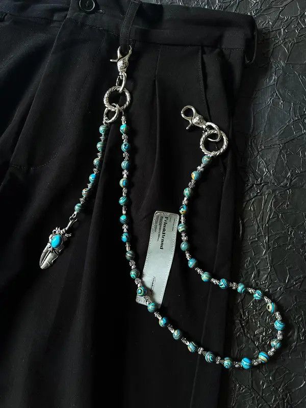 Jewelry Turquoise Beaded Chain Accessory with Feather Charm Size ONE SIZE - 4 Thumbnail