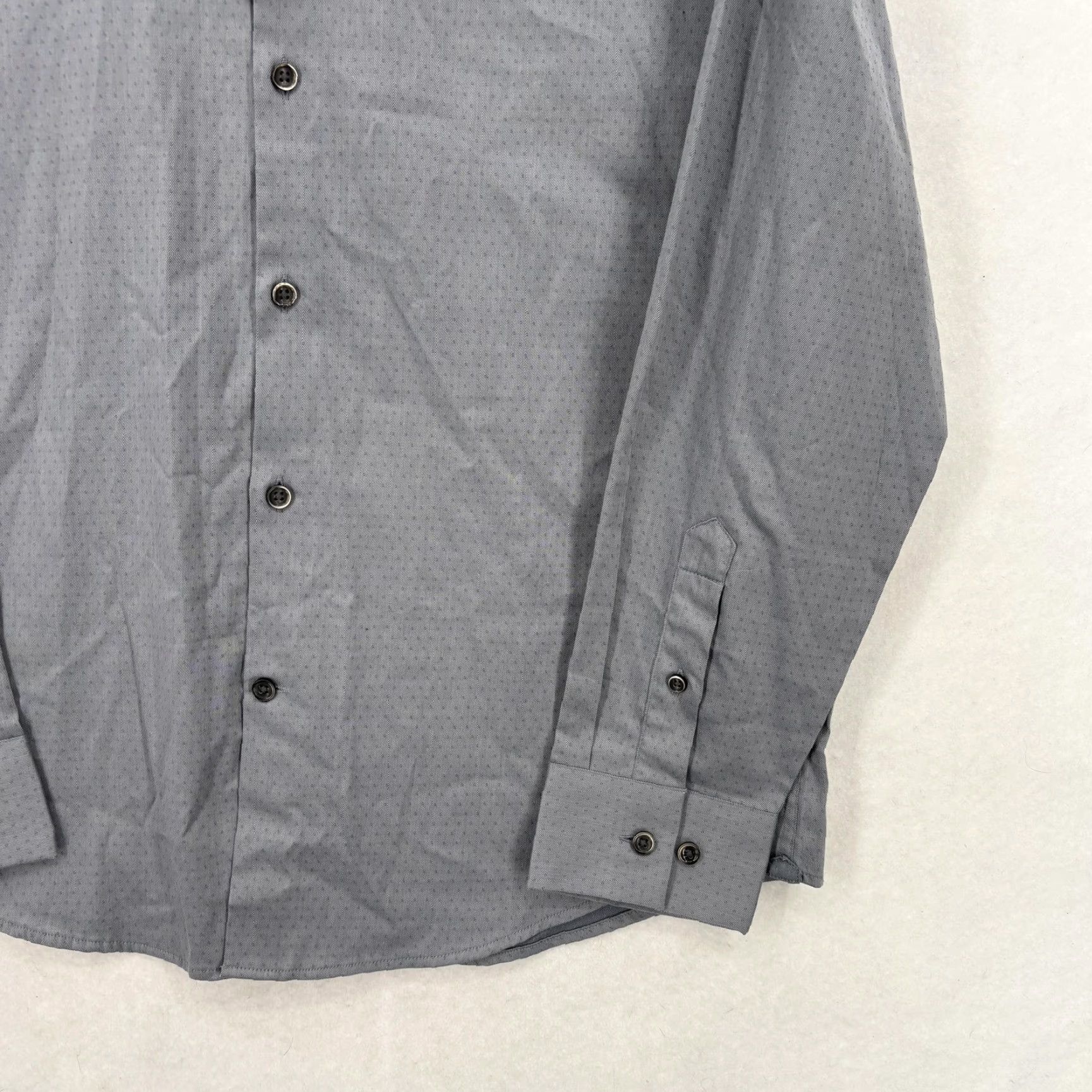 Alfani Alfani Dress Shirt Mens M Gray Geometric Stretch Long Sleeve Modern NWT Size 40R - 3 Thumbnail