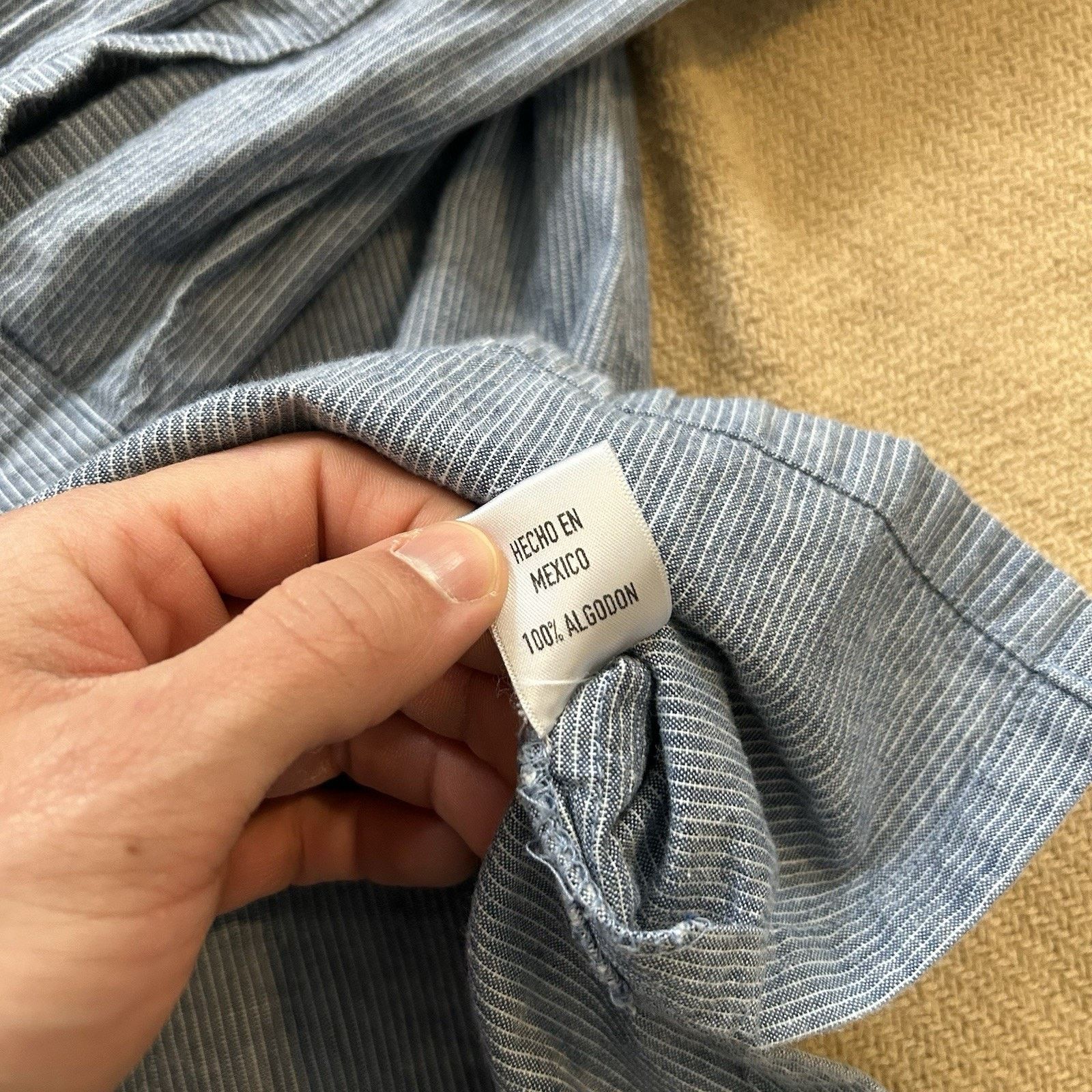 Other Hombre Tulum Chambray Striped Camp Collar Button Up Shirt Size US M / EU 48-50 / 2 - 5 Thumbnail