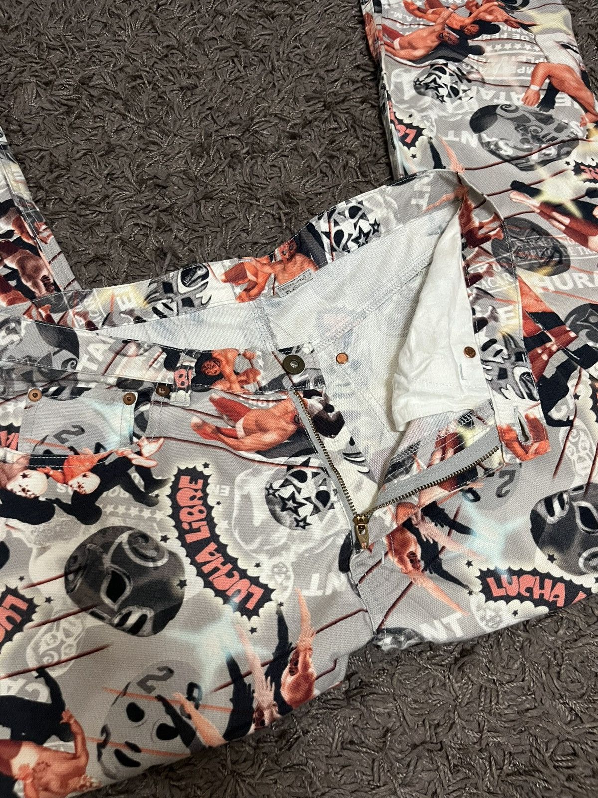 Japanese Brand 1990s Casoppi wrestling lucha libre allover printed #F2 Size US 29 - 7 Thumbnail