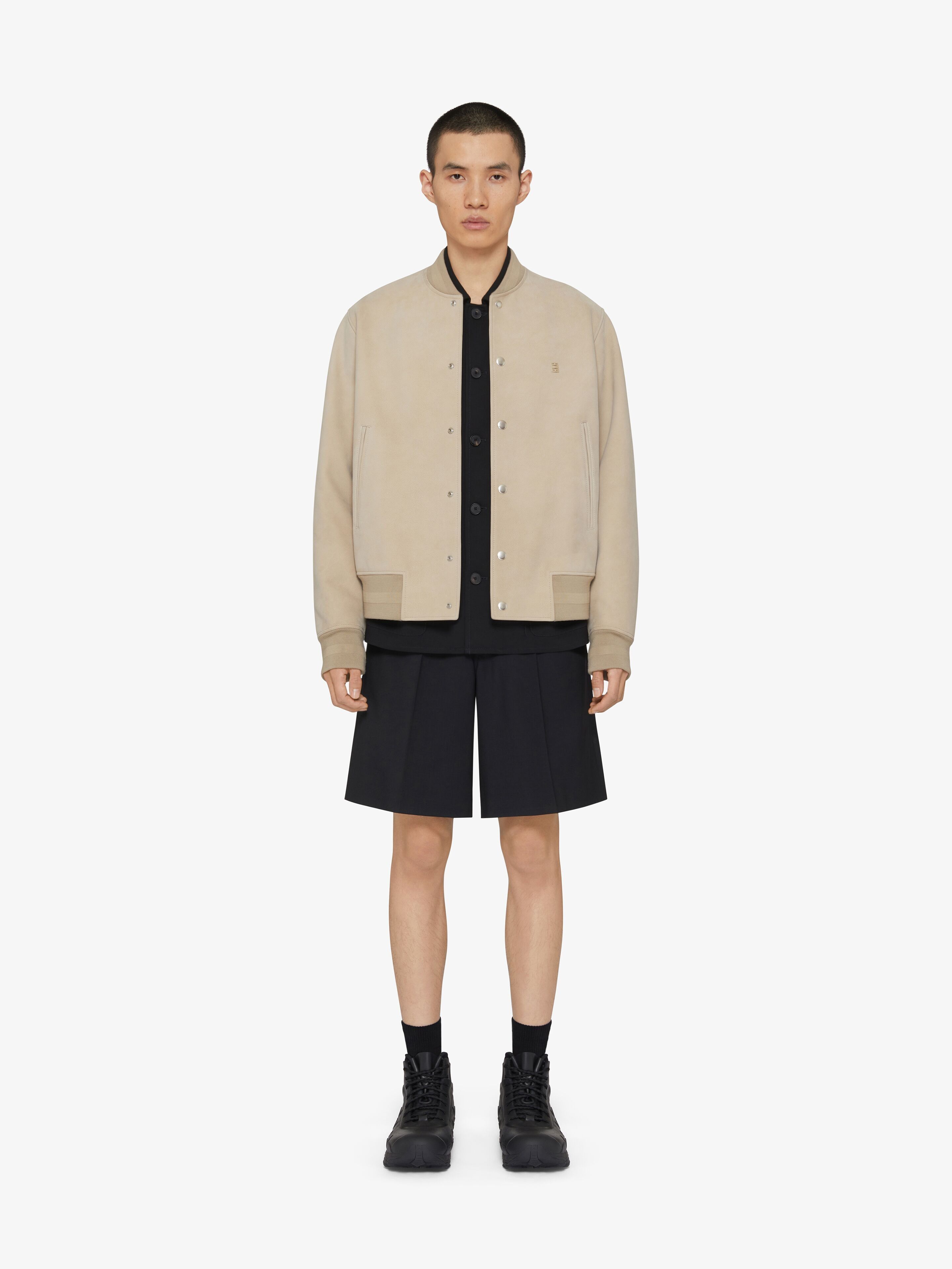 Givenchy o1w1db10925 Leather Varsity Jacket in Beige Size US M / EU 48-50 / 2 - 2 Thumbnail