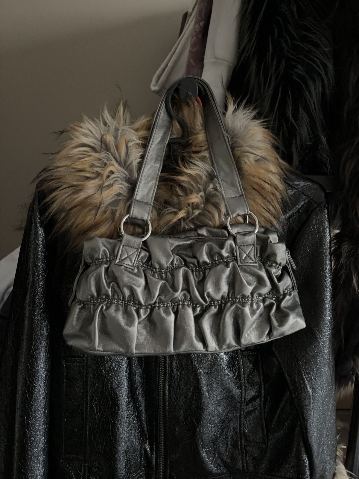 Vintage Handbag Shoulder Mini Bag in Silver, Women's