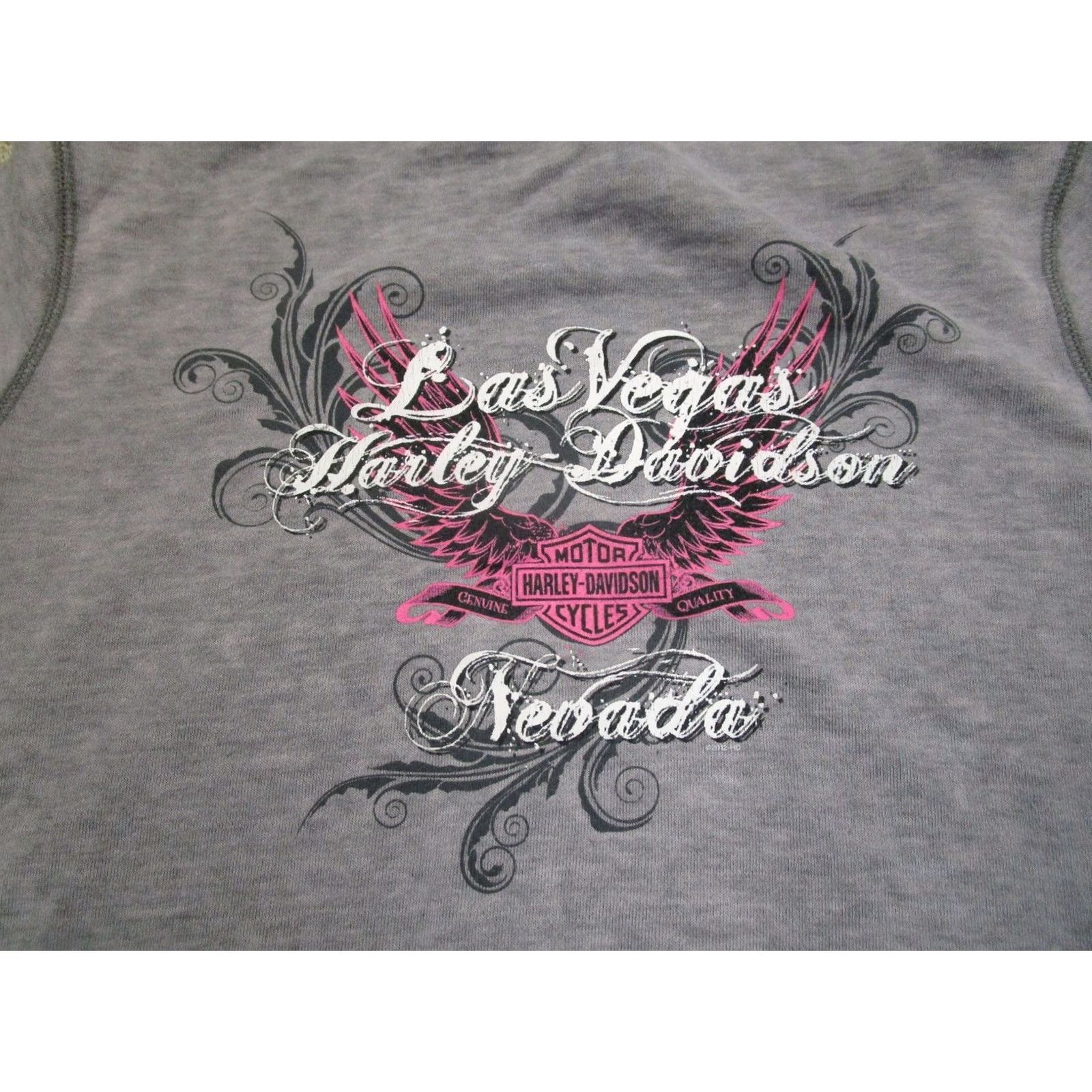 Harley Davidson Harley-Davidson Hoodie Women Large Gray Full Zip Las Vegas Nevada Wings Faded Size L / US 10 / IT 46 - 5 Thumbnail