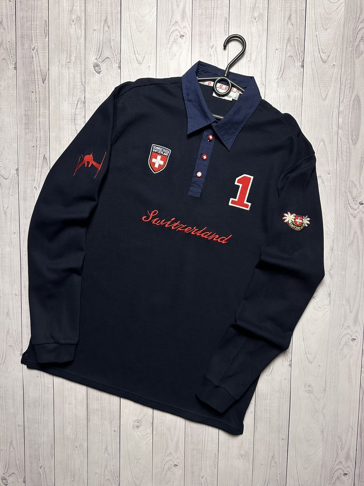 Vintage Vintage rugby jersey Switzerland Suisse 1 big logo size XL Size US XL / EU 56 / 4 - 1 Thumbnail