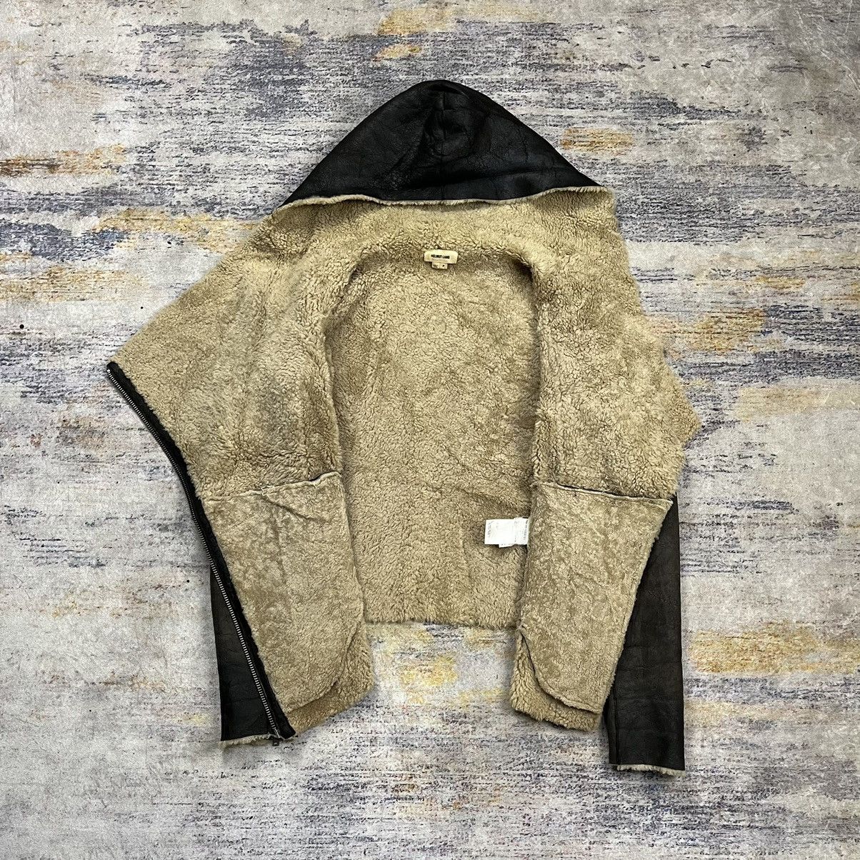 Helmut lang asymmetric hooded shearling leather jacket