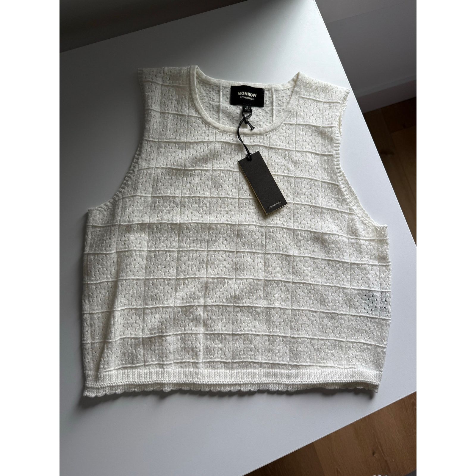MONROW New Monrow Revolve Crochet Knit Tank White - Small - $148 Size S / US 4 / IT 40 - 1 Thumbnail