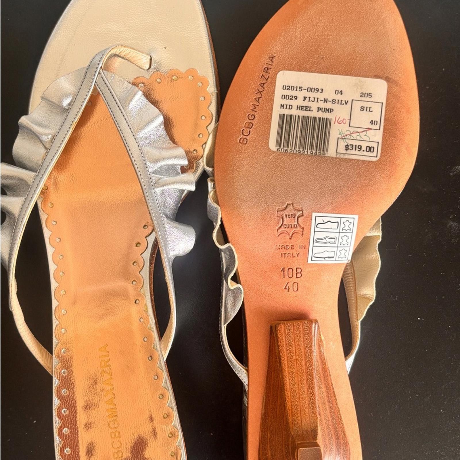 Bcbgmaxazria BCBG Silver Heeled Sandals Size US 9 / IT 39 - 2 Thumbnail