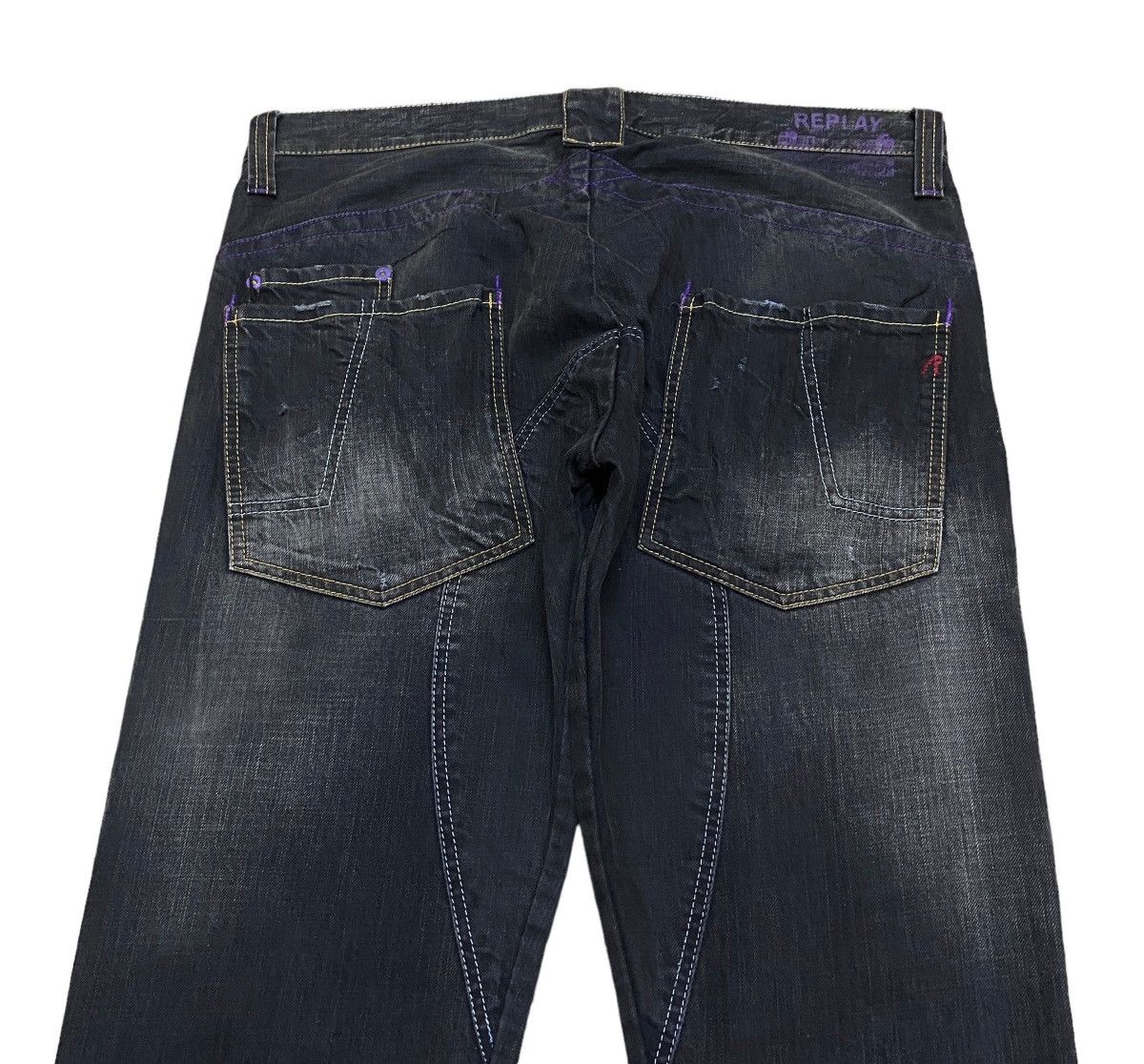 Replay Very Rare Vintage Brand Replay Waxed Jeans 1990s Size US 33 - 4 Thumbnail