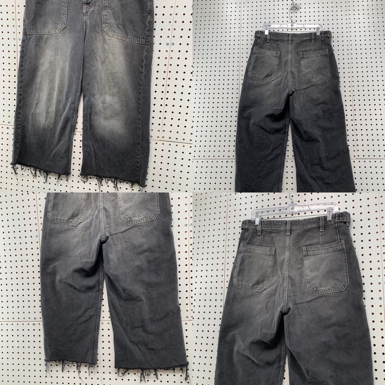 Free People Free People We The Free Palmer Jeans 29 32x21 Cropped Cropped Raw Hem Faded Black Denim Womens Jeans Size 29" - 8 Thumbnail