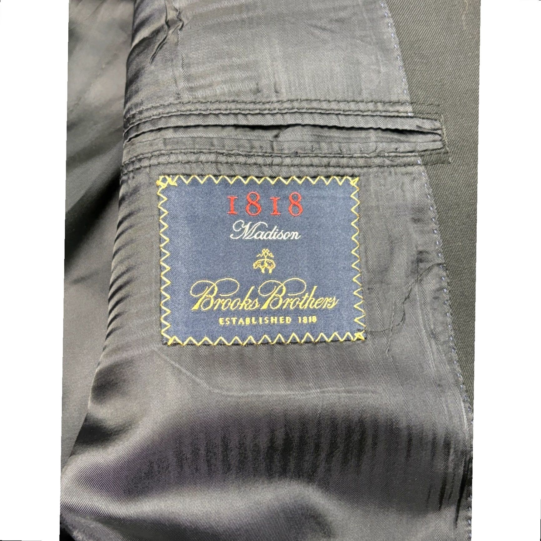 Brooks Brothers Brooks Brothers 1818 Madison Black Blazer Made in USA Wool Tweed Button Lined Pockets Men 46 Formal Workwear Career Size 46R - 6 Thumbnail
