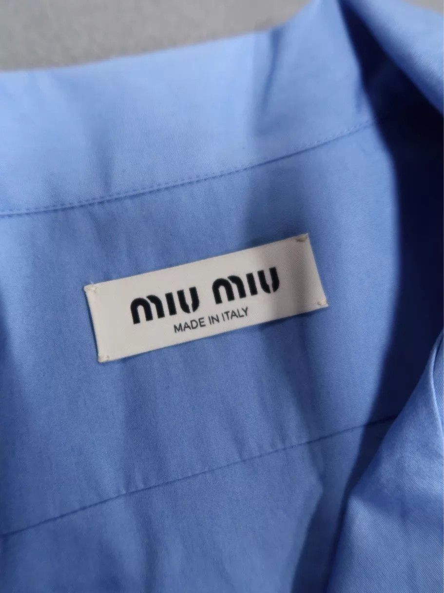 Miu Miu MIU MIU Women's Sapphire Blue Logo Embroidered LS Shirt 38 Size XS / US 0-2 / IT 36-38 - 3 Thumbnail