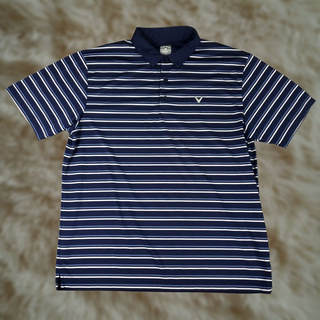 Callaway Callaway Polo Shirt Mens XL Blue Striped Opti Dri Fit Golf Short Sleeve Polo Shirt Nature: None Size US XL / EU 56 / 4 - 1 Thumbnail