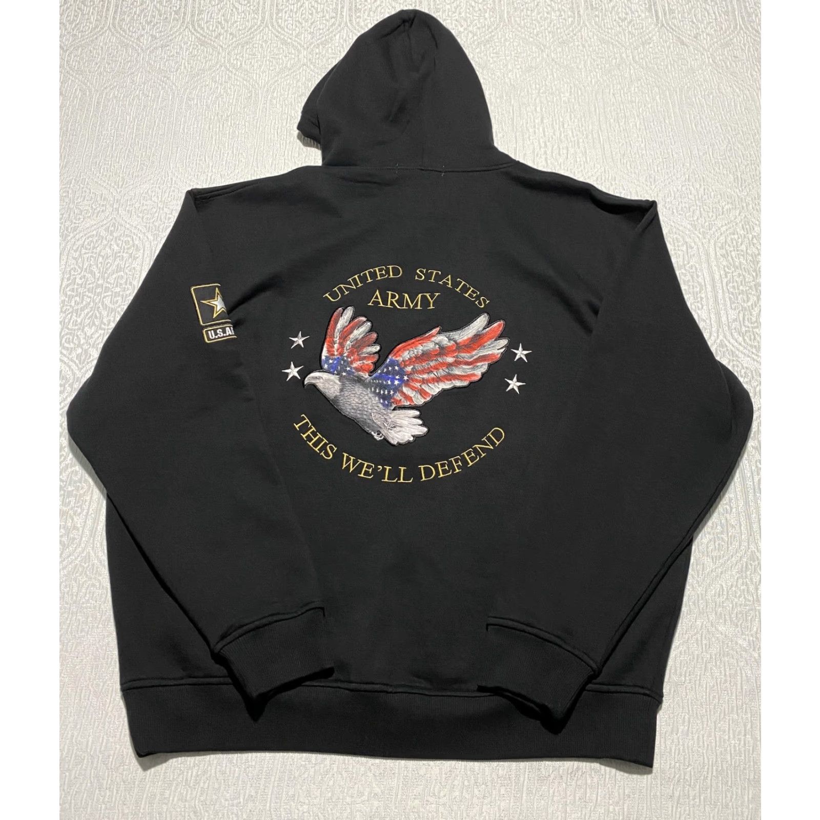 Vintage Bradford Exchange Hoodie Mens XL Black Full Zip US Army This We'll Defend Eagle Size US XL / EU 56 / 4 - 2 Thumbnail