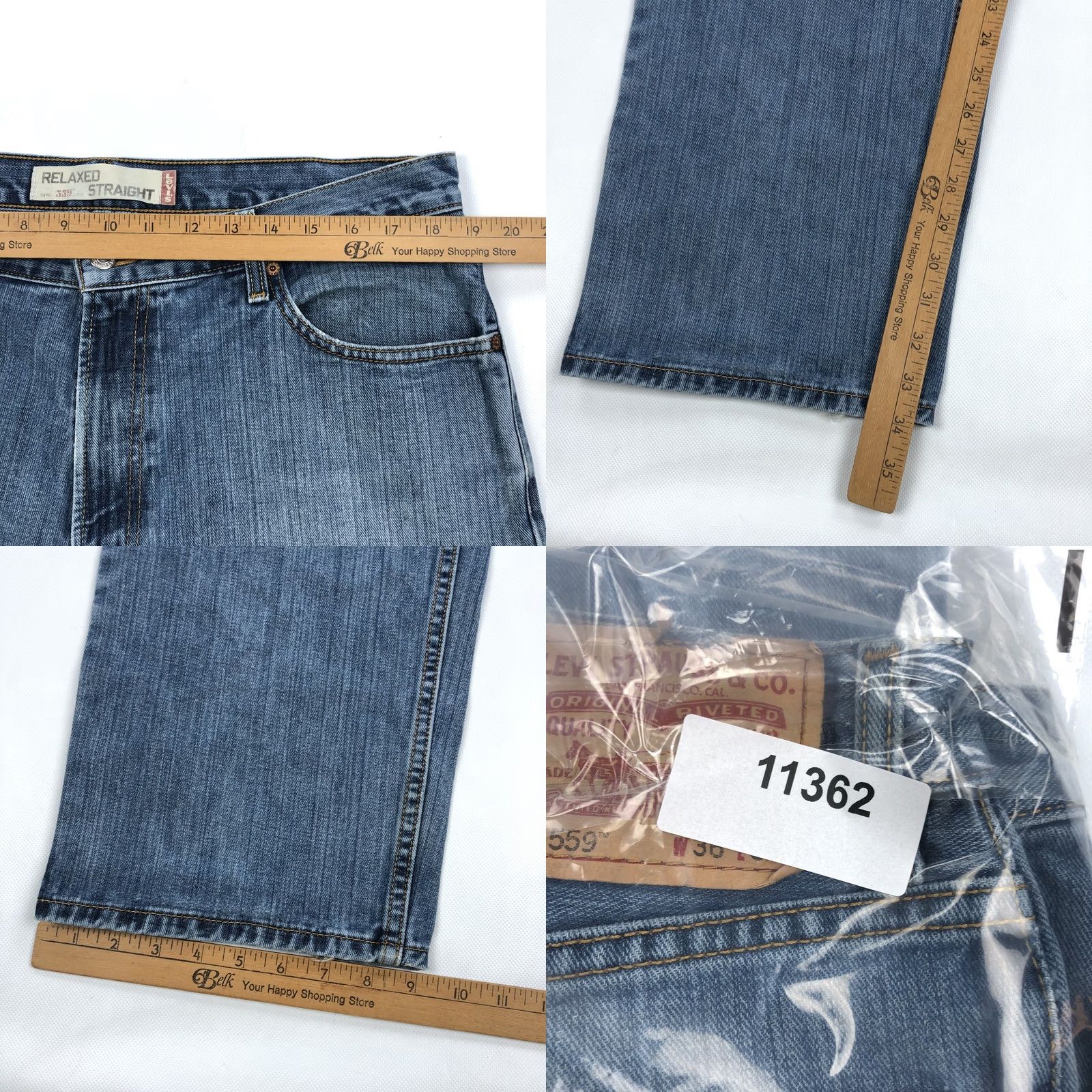 Levi's Levi's 559 Jeans Straight 36x34 Medium Wash Denim Distress Fade 5-Pocket Men Regular Zip Button"} Size US 36 / EU 52 - 9 Thumbnail