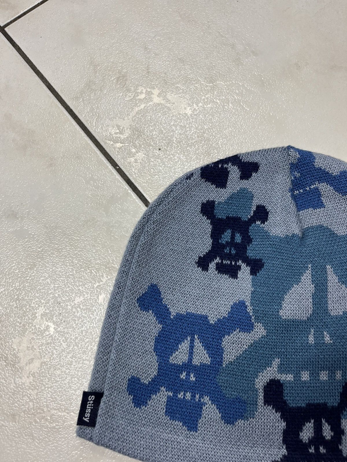 Stussy × Vintage Vintage 90s Stussy skull beanie y2k all over print hype rare Size ONE SIZE - 4 Thumbnail