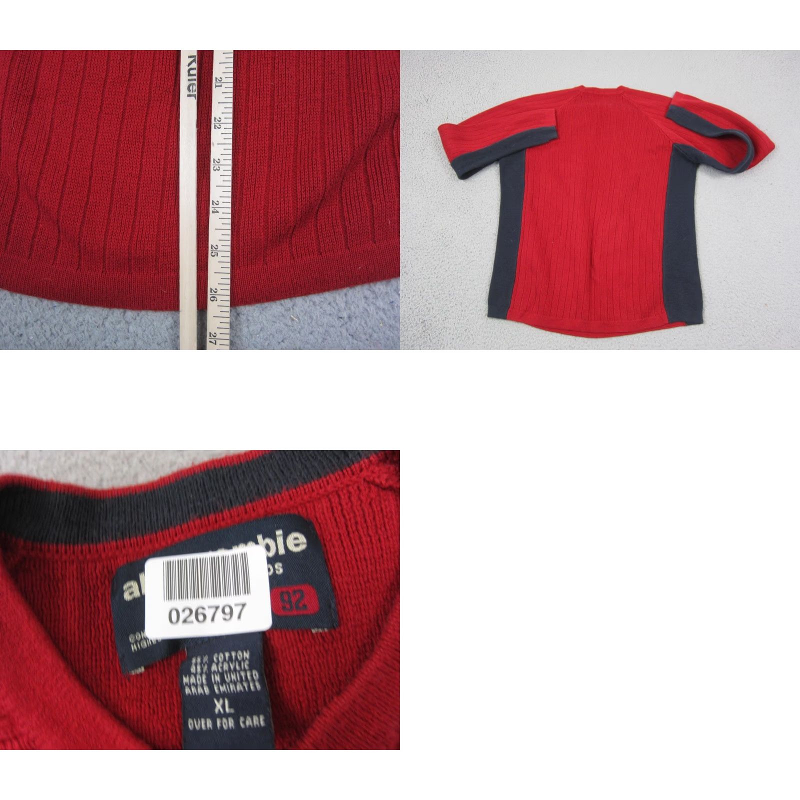 Abercrombie & Fitch VINTAGE Abercrombie Sweater Womens XL Red Ribbed V-Neck Y2k 80s 90s Classic Size XL / US 12-14 / IT 48-50 - 8 Thumbnail