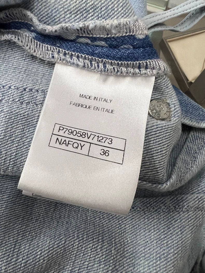 Chanel Chanel 25P light blue white polka dot straight jeans Size 24" / US 00 / IT 34 - 6 Thumbnail