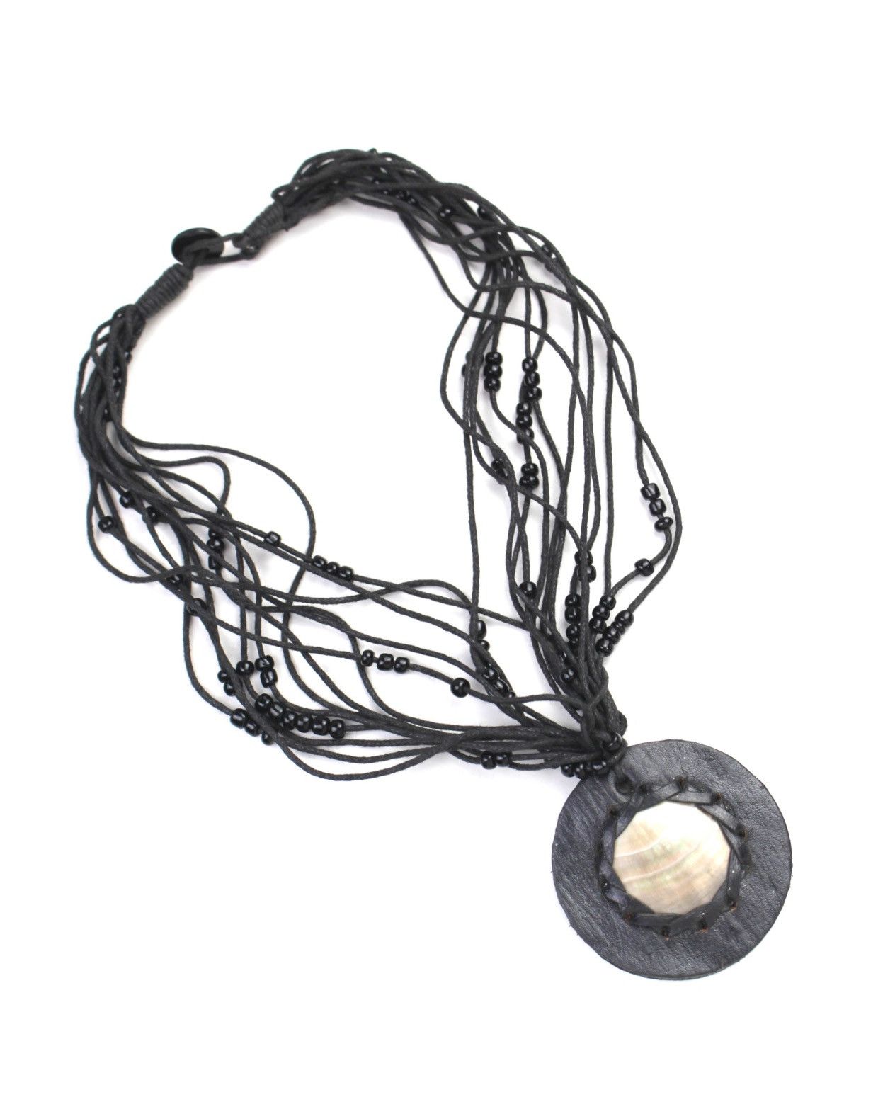 Vintage 1990S JAPANESE MADE ABYSS MOTHER-OF-PEARL LEATHER NECKLACE Size ONE SIZE - 2 Thumbnail