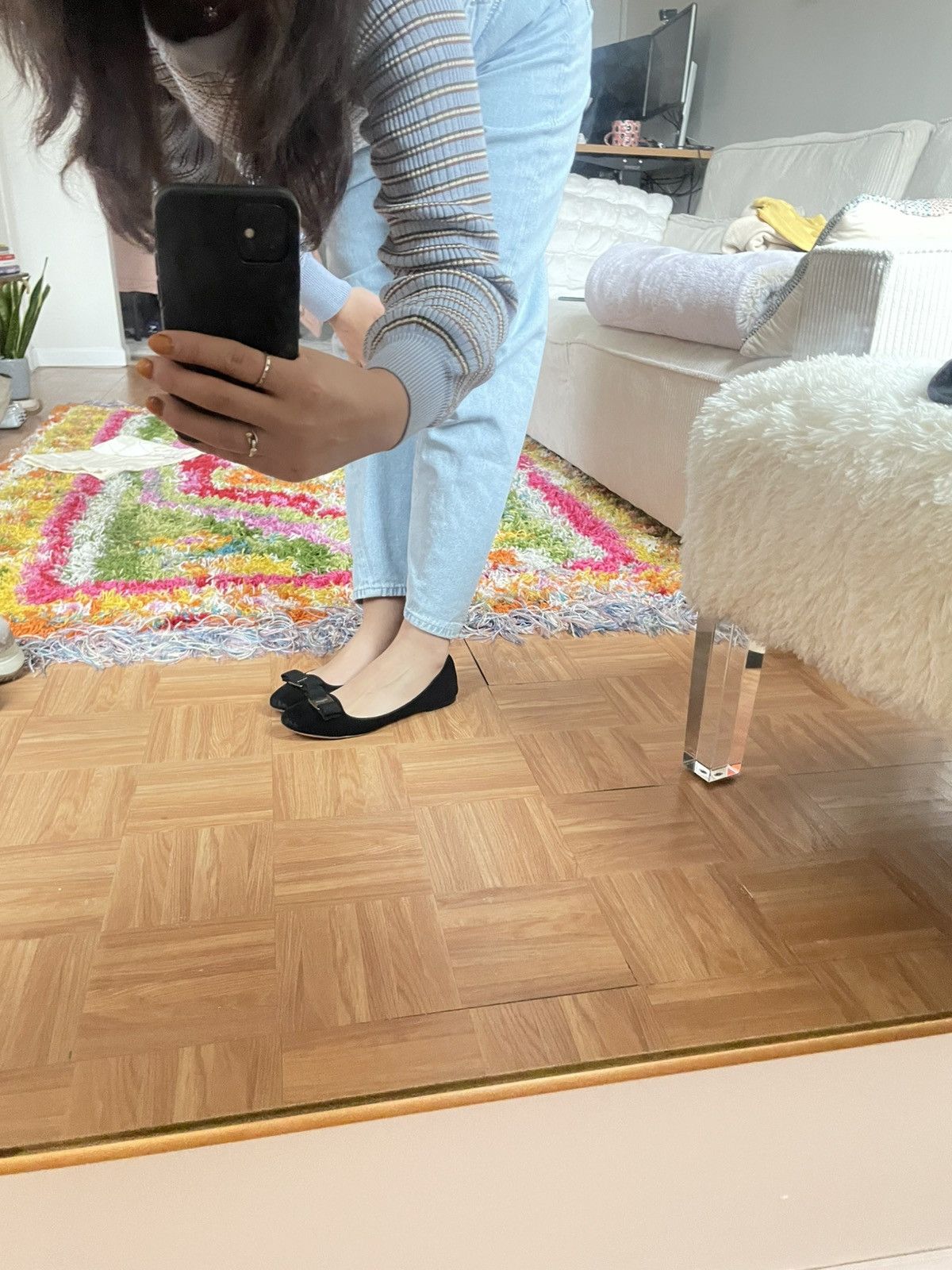 Salvatore Ferragamo Salvatore Ferragamo Flats with silver bow Size US 8 / IT 38 - 4 Thumbnail