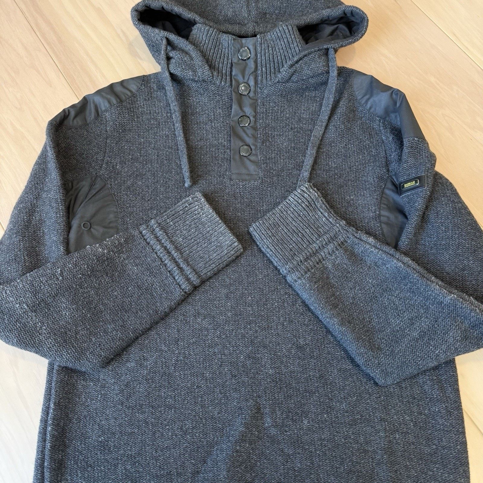 Barbour Barbour Wool Sweater Small Dark Gray Hooded Pullover Size US S / EU 44-46 / 1 - 6 Thumbnail