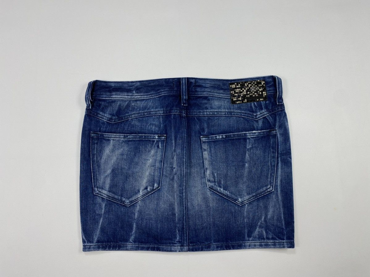 Diesel 🔥LASTDROP🔥 Y2K Diesel Washed Denim Jeans Sequined Mini Skirt Size 30" / US 8 / IT 44 - 15 Thumbnail