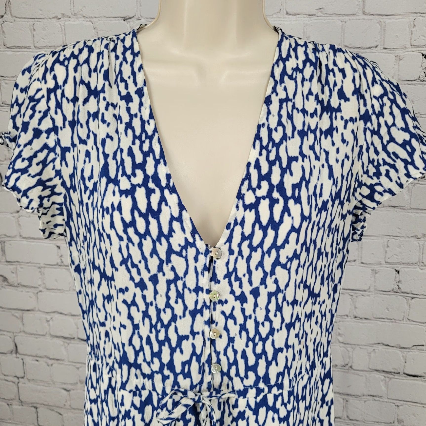 Rails Rails Kiki Blue Cobalt Leopard Print Short Sleeve Dress Small Womens Size 28" / US 6 / IT 42 - 6 Thumbnail