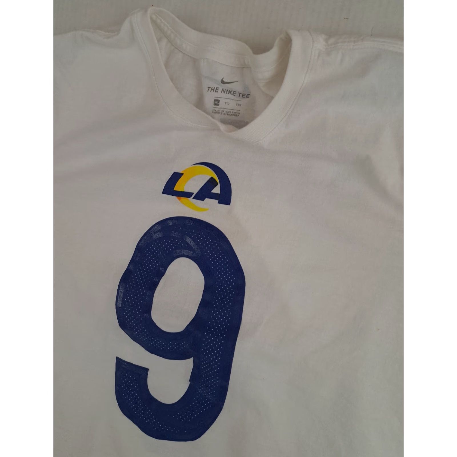 Nike VINTAGE Nike T-Shirt Football Rams Las LA Stafford Printed Shirt Jersey 2XL White Crew Neck Short Sleeve Mens Womens Unisex Adults Football Size US XXL / EU 58 / 5 - 3 Thumbnail