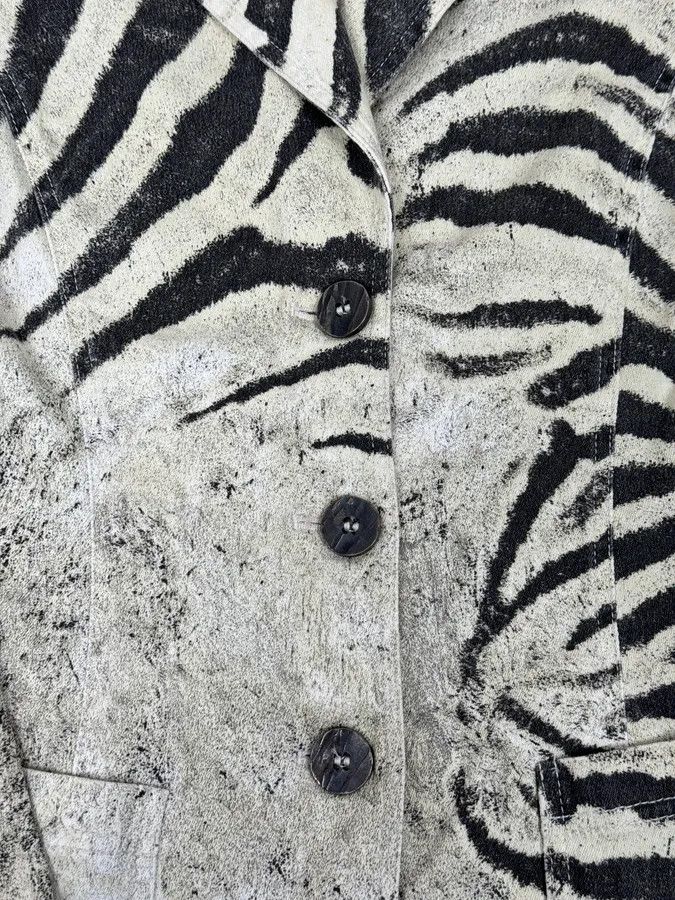 Roberto Cavalli SS1999 Roberto Cavalli Zebra Marble White Blazer Jacket Size L / US 10 / IT 46 - 9 Thumbnail