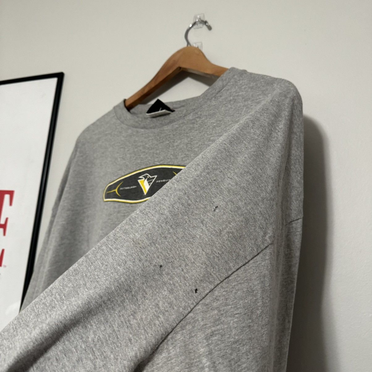NHL × Nike × Vintage VINTAGE 2000s NIKE PITTSBURGH PENGUINS LONG SLEEVE SHIRT Size US XXL / EU 58 / 5 - 9 Thumbnail