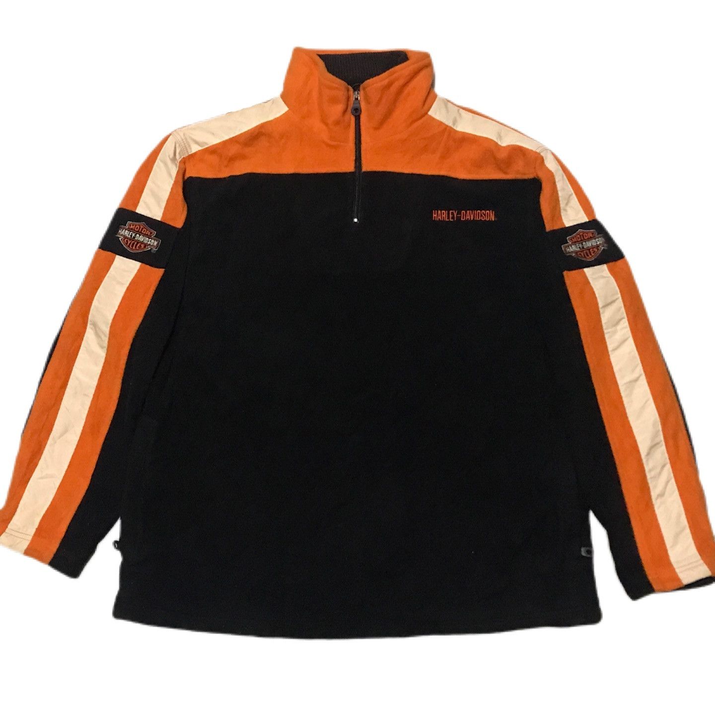 Harley Davidson × Vintage harley-davidson fleece half zip black/orange sweather Size US L / EU 52-54 / 3 - 1 Thumbnail