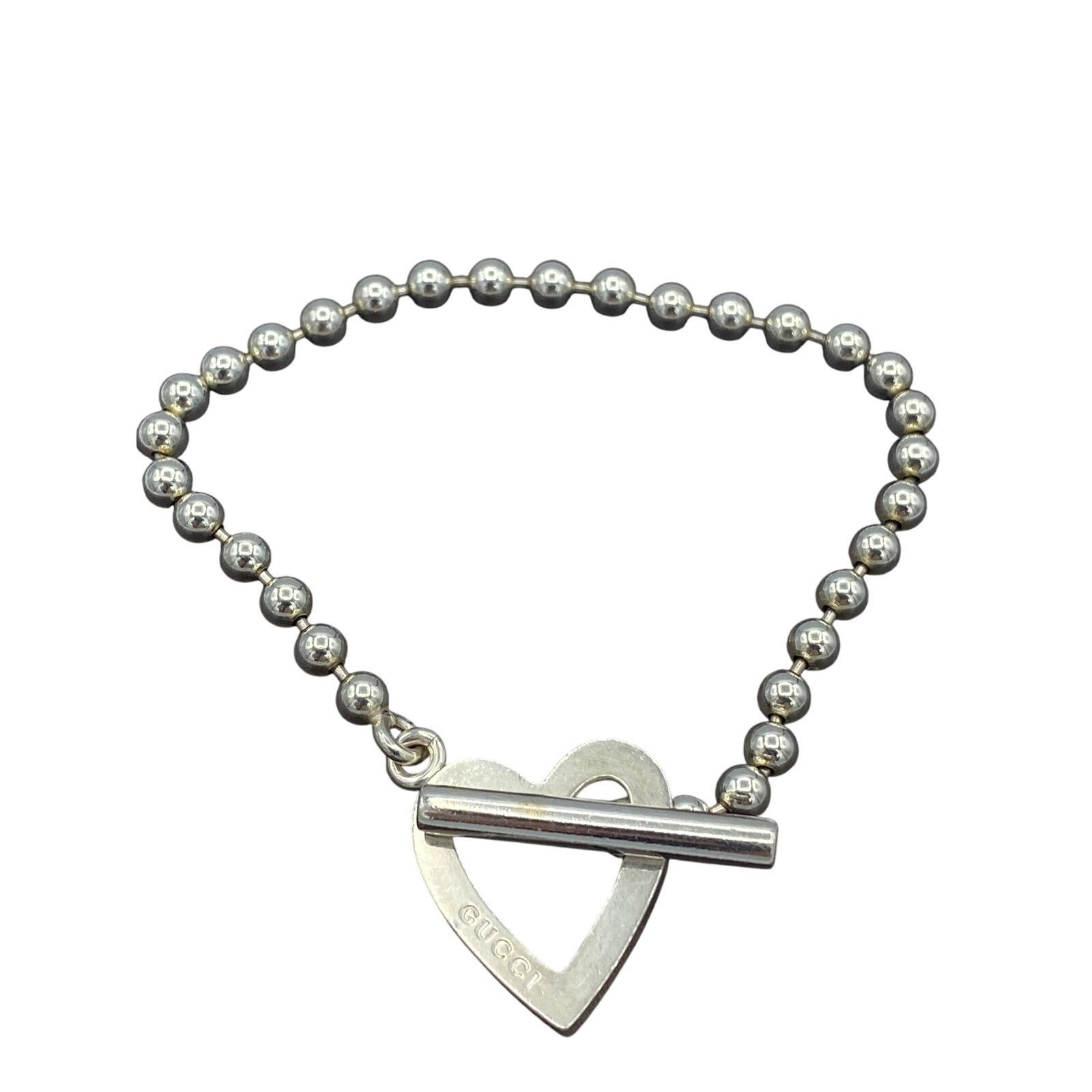 Gucci GUCCI Silver Heart Ball Chain Bracelet 7" Size ONE SIZE - 4 Thumbnail