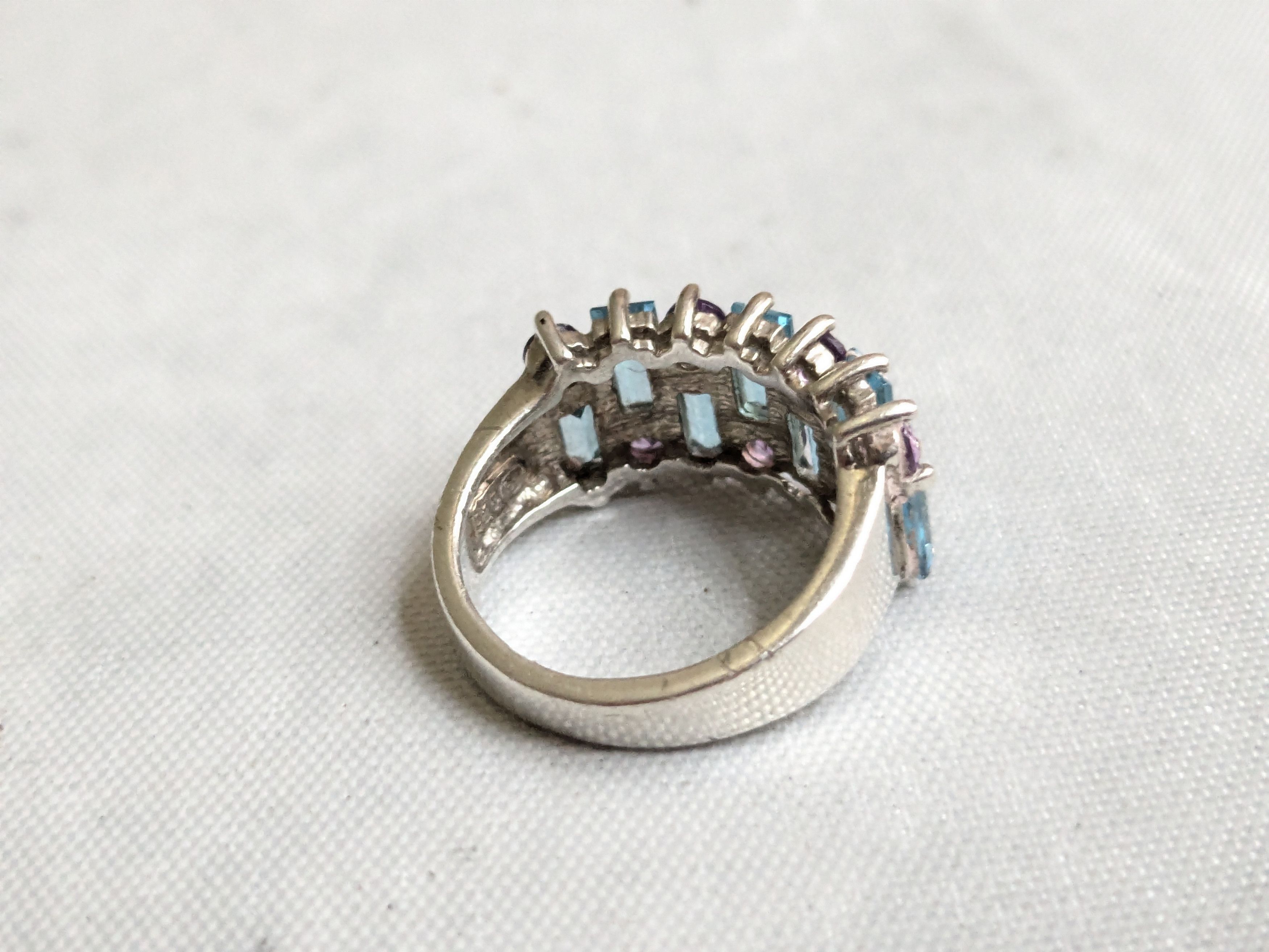 Jewelry Sterling Silver Ring Blue Topaz Amethyst Size 6 Size ONE SIZE - 6 Thumbnail