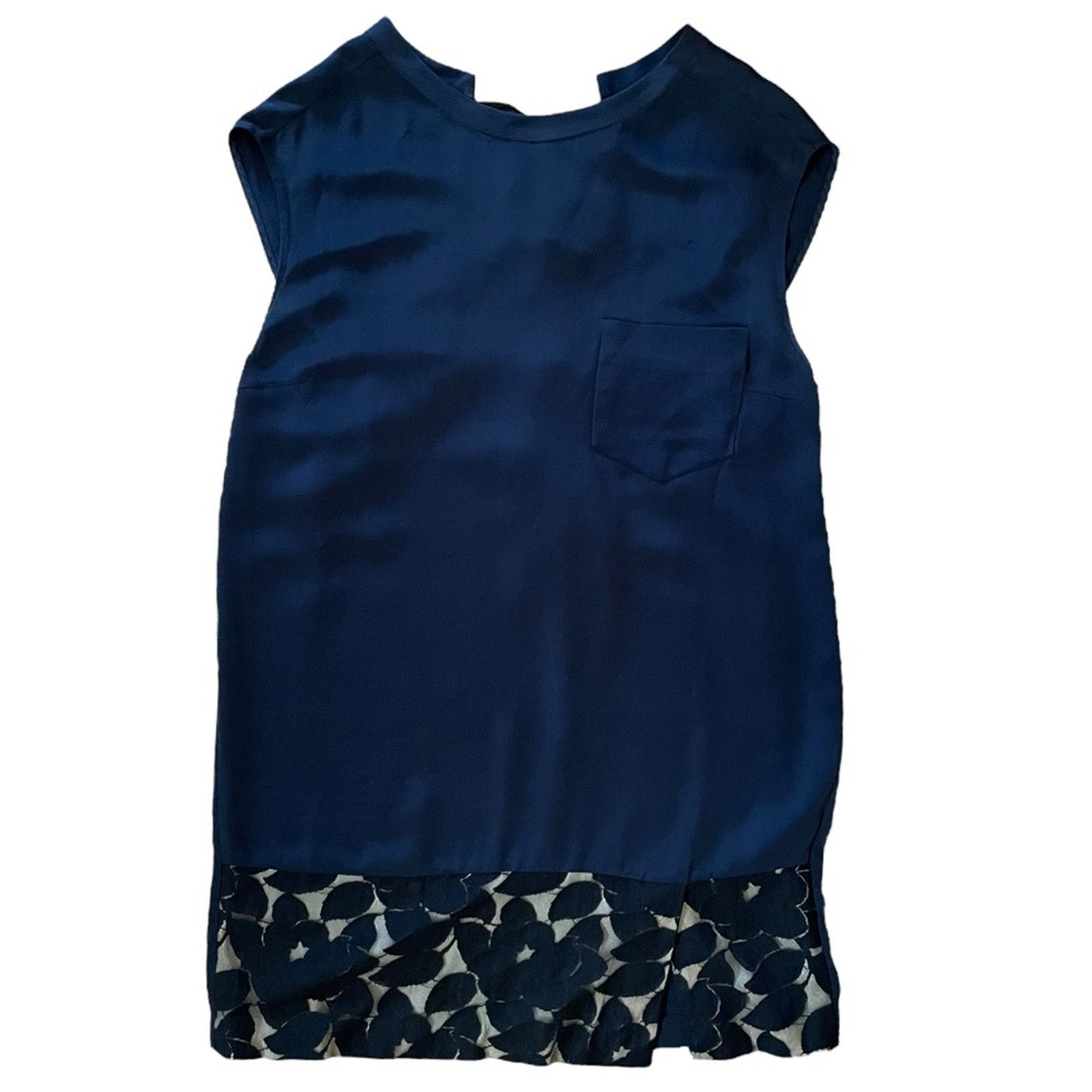3.1 Phillip Lim 3.1 Phillip Lim Navy Blue Silk Lace Trim Shift Mini Dress Size S / US 4 / IT 40 - 1 Thumbnail