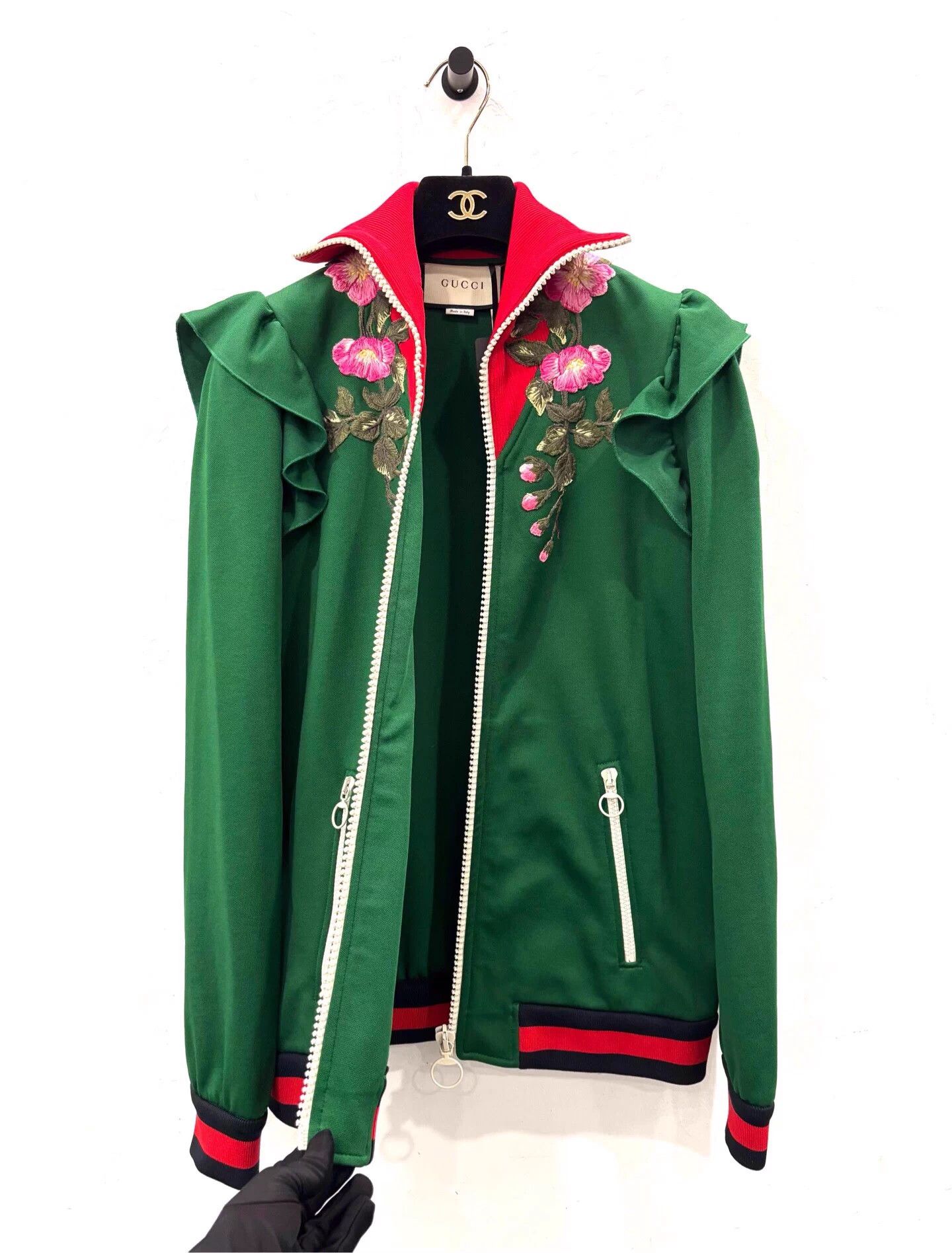 Gucci Gucci women's green embroidery floral logo jacket M Size M / US 6-8 / IT 42-44 - 4 Thumbnail
