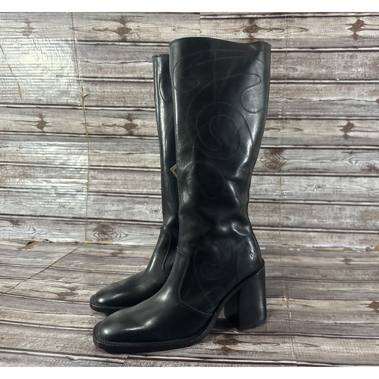 Frye Frye Conrad Swirl Stitch Embroidered Tall Knee Boots Size 6. Size US 6.5 / IT 36.5 - 1 Thumbnail