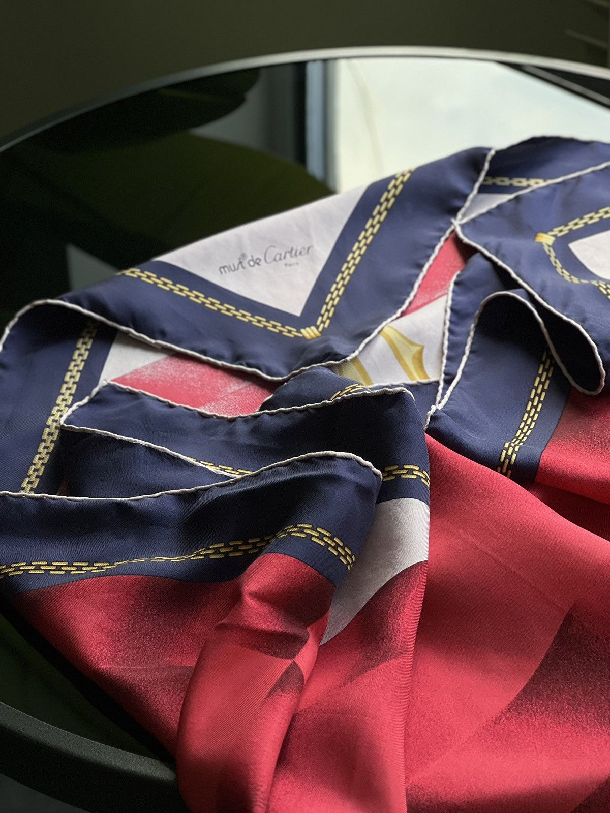 Cartier Cartier Red Silk Scarf 82x85cm Must de Cartier Vintage Size ONE SIZE - 6 Thumbnail