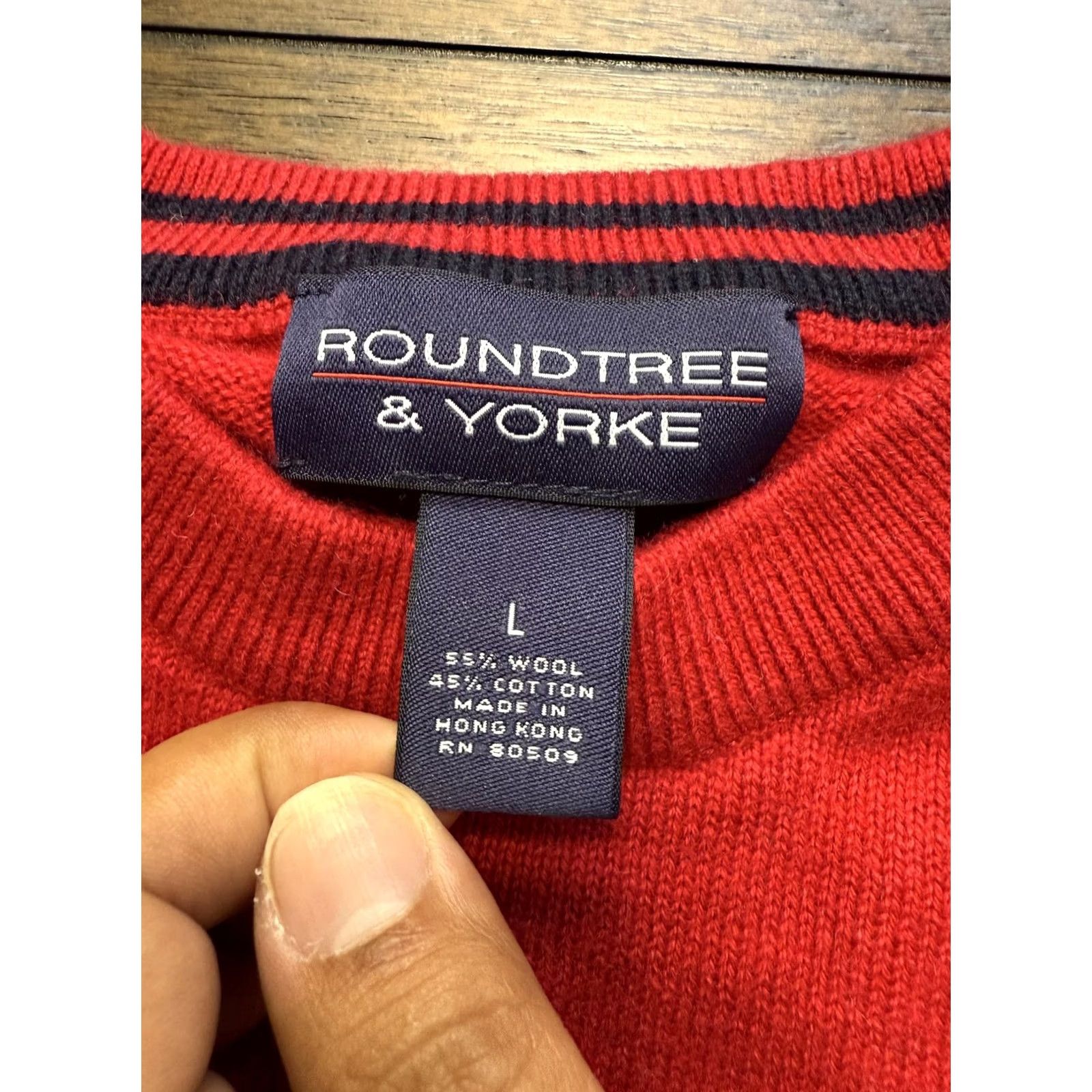 Roundtree & Yorke Roundtree & Yorke Red Wool Raglan Crewneck Sweater Mens Large Size US L / EU 52-54 / 3 - 2 Thumbnail