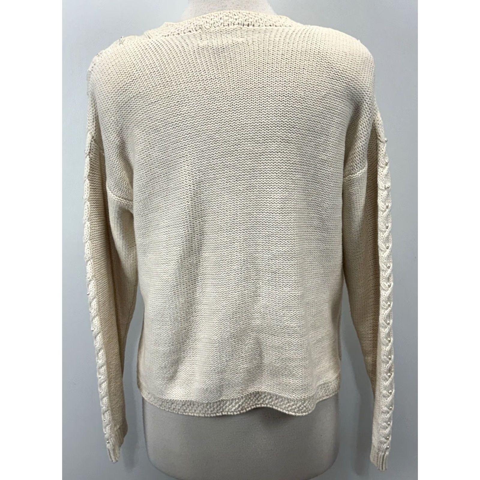 Vintage VINTAGE Rosanna Sweater Cardigan Women’s L Ivory Faux Pearls Cottage Core Cableknit Vtg Size L / US 10 / IT 46 - 3 Thumbnail