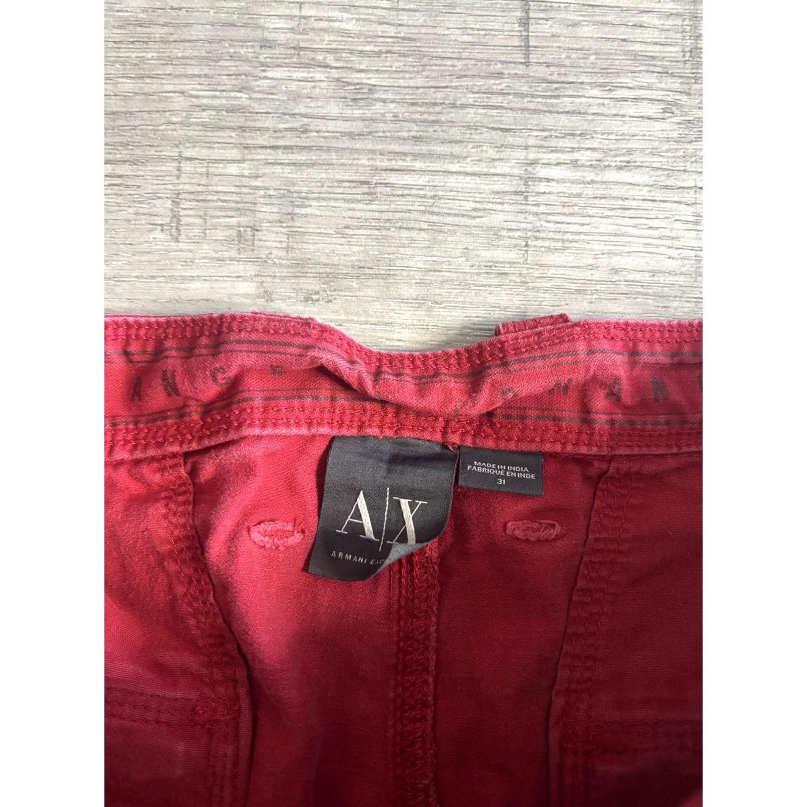 Armani Exchange Armani Exchange Cargo Shorts Mens 31 Red Utility Zip Pockets Casual A|X Summer Size US 31 - 3 Thumbnail